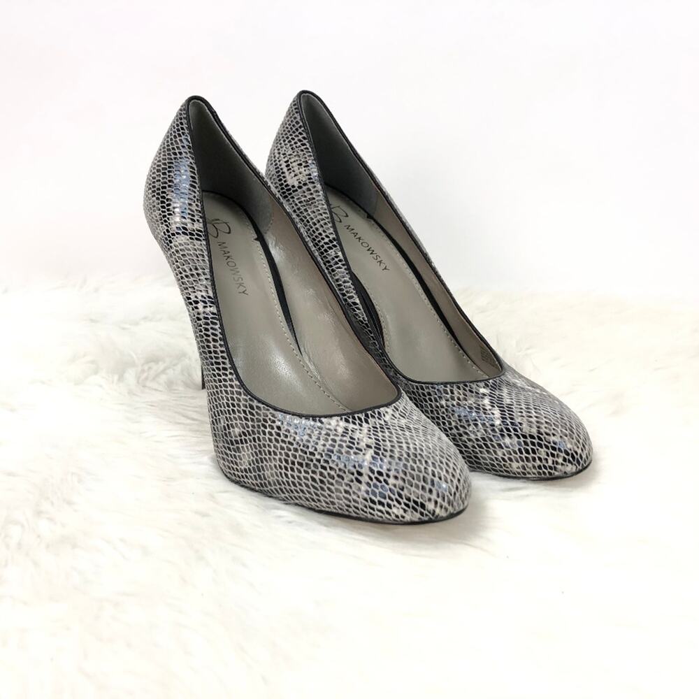 B Makowsky 9.5 M Womens Gray Python Print Leather… - image 1